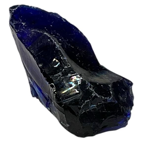 Cobalt Black Art Glass Cullet Glowing Manganese Slag Glass #5GX65 - Picture 5 of 7